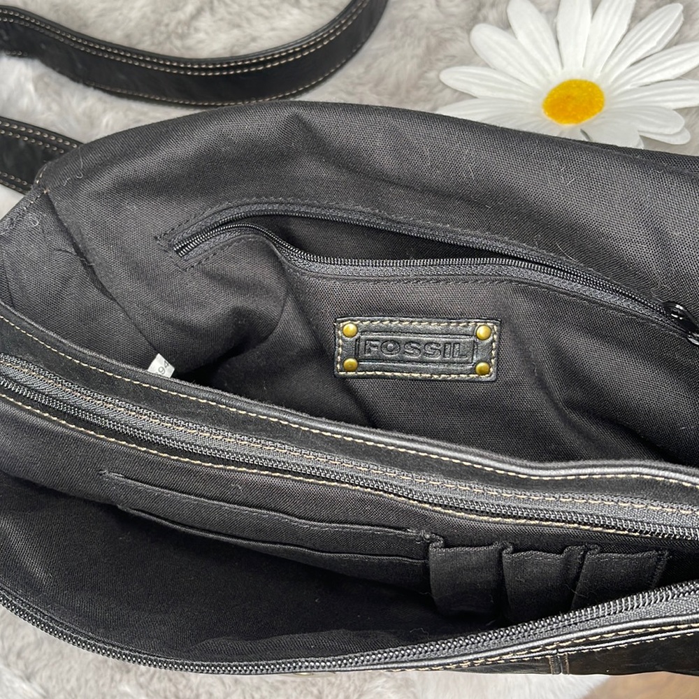 Fossil Black Leather Adjustable Crossbody, NWOT - Picture 8 of 13